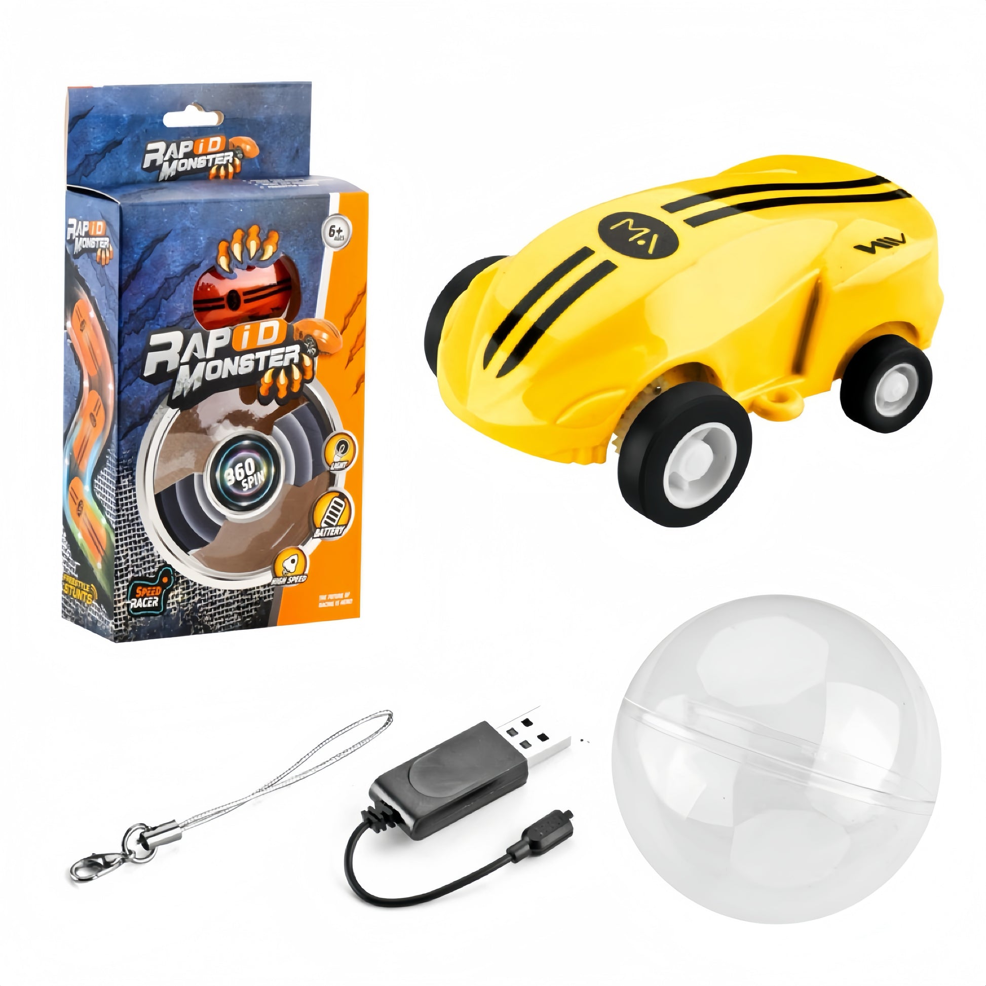 FlashSpin Mini Racer RC Car with RGB Tail Light in Transparent Ball