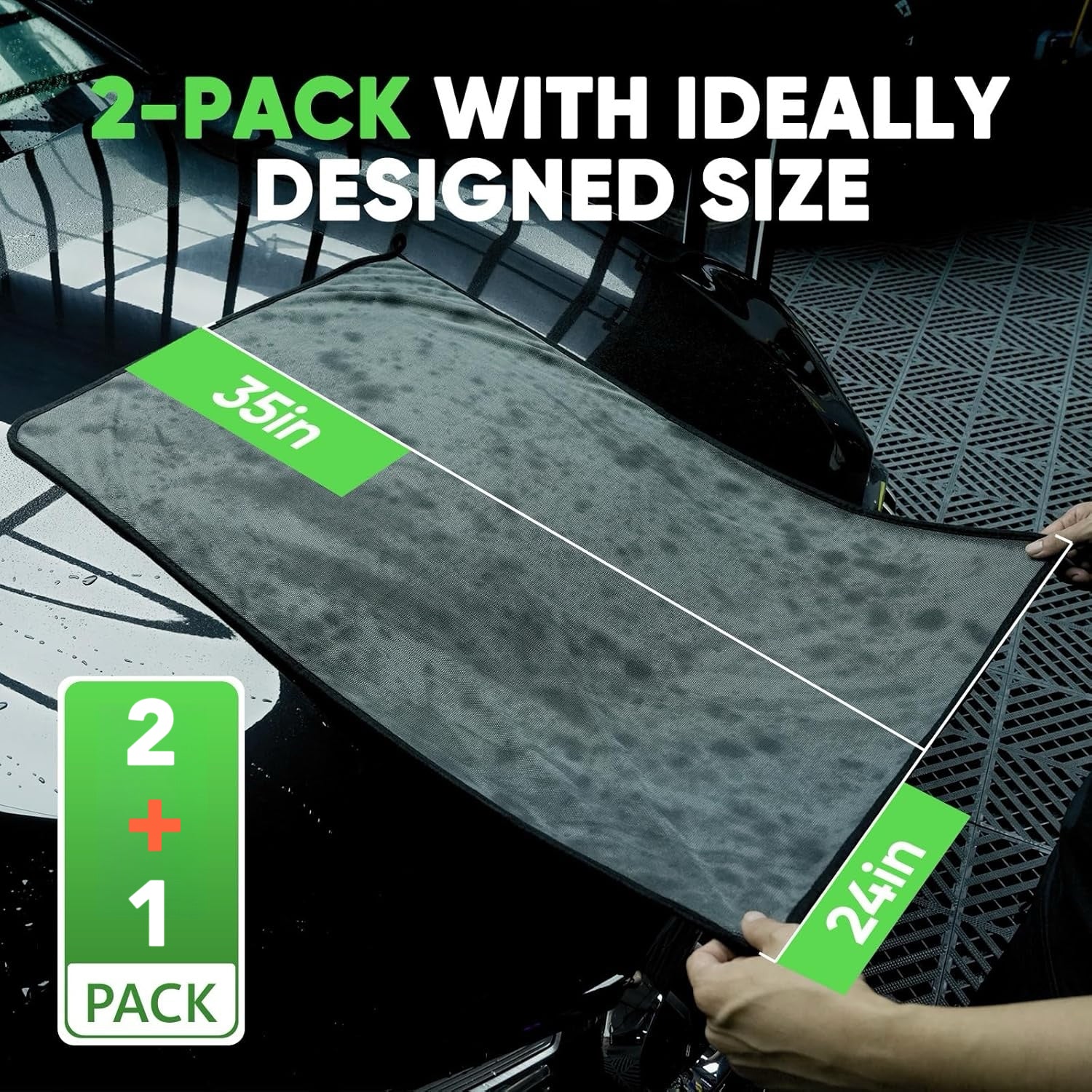 2+1 pcs MagicDry Twist-Weave Microfiber Car Towel – Streak-Free, Ultra-Absorbent, Scratch-Safe