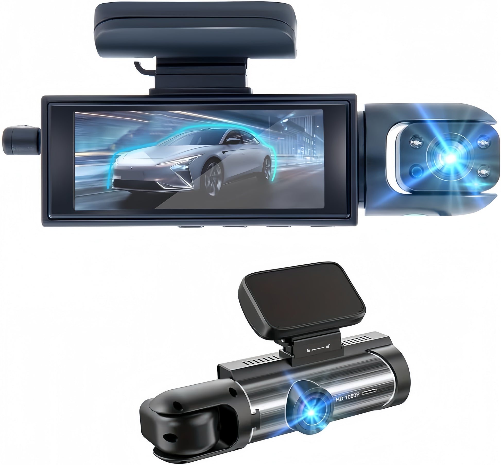 DualView Dash Cam 1080P Front and Interior Camera with Night Vision