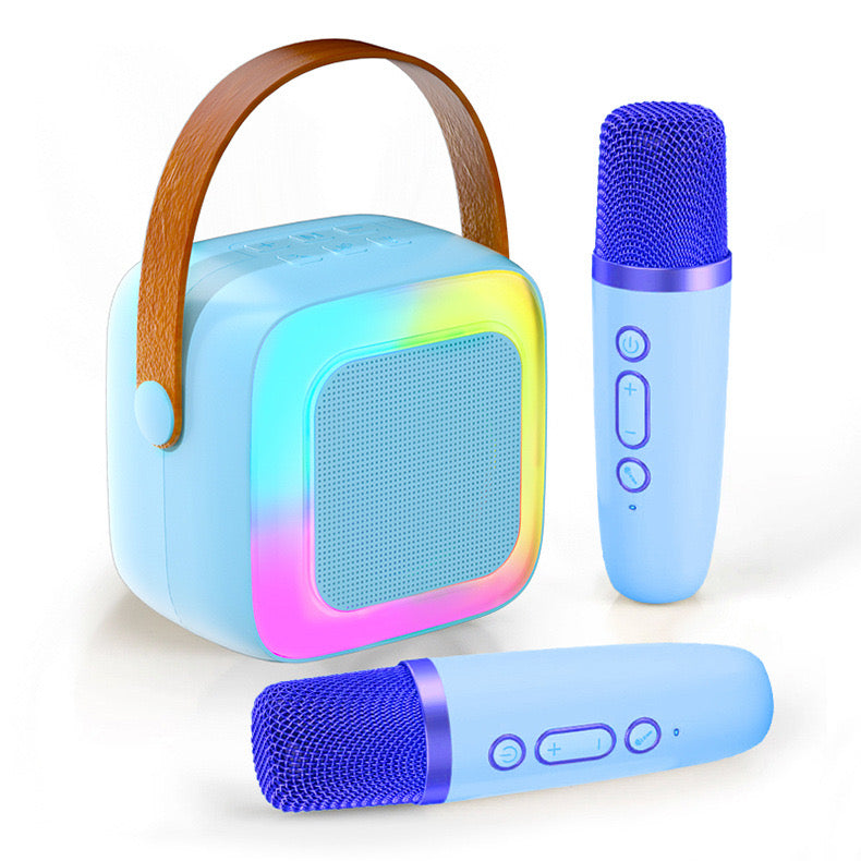 KaraParty Mini Portable Karaoke Speaker with 2 Wireless Microphones