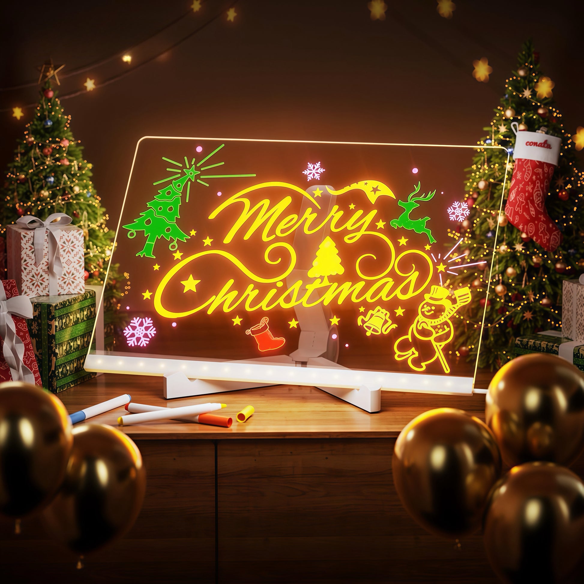 GlowBoard LED Light-Up Writing and Drawing Board with 7 Colorful Pens