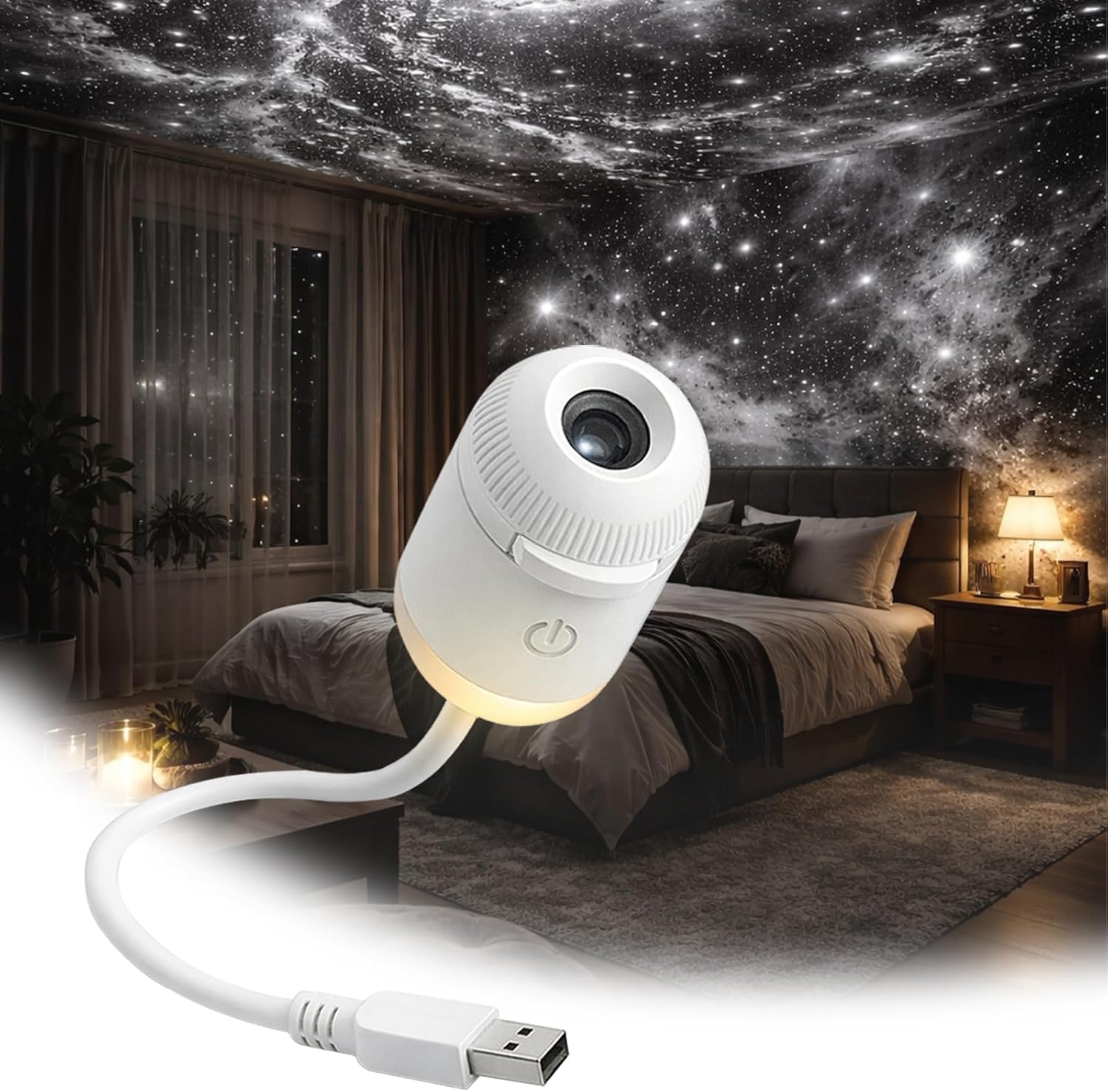 2-in-1 Galaxy Projector Night Light with 24 Sliding Films